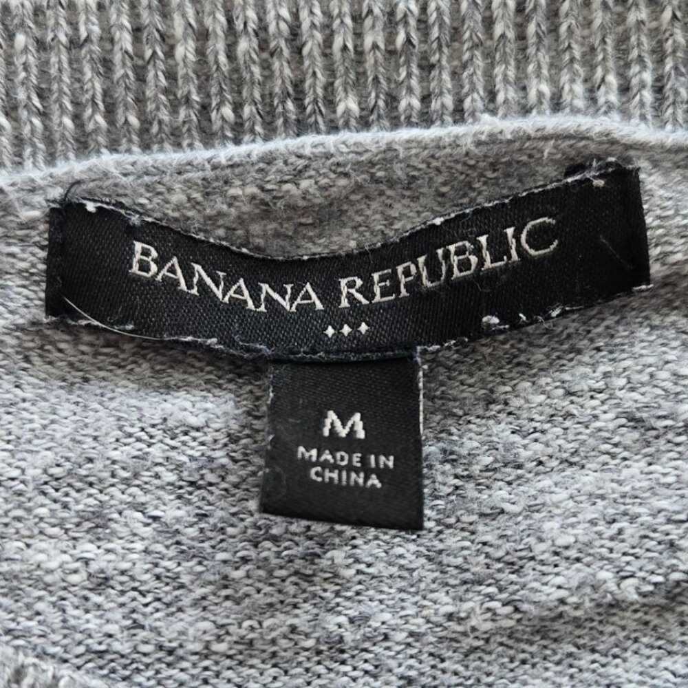 Banana Republic Mens Striped Gray & Cream Crew Neck Sweater Medium - Picture 6 of 7